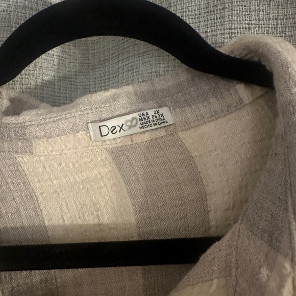Dex Beige Plaid Button-Up Shirt Tunic - size 2X - Picture 7 of 7
